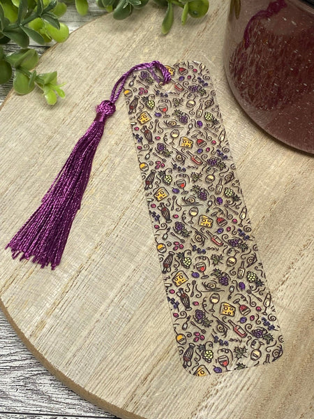 Bookmark With Tassel - Wine and Cheese