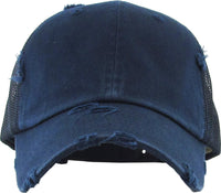 Mesh Vintage Baseball Cap - Navy - You Choose Patch