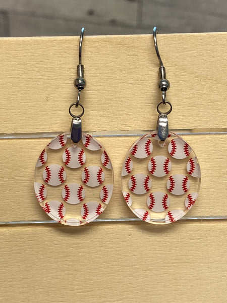 Baseball Earrings - Oval