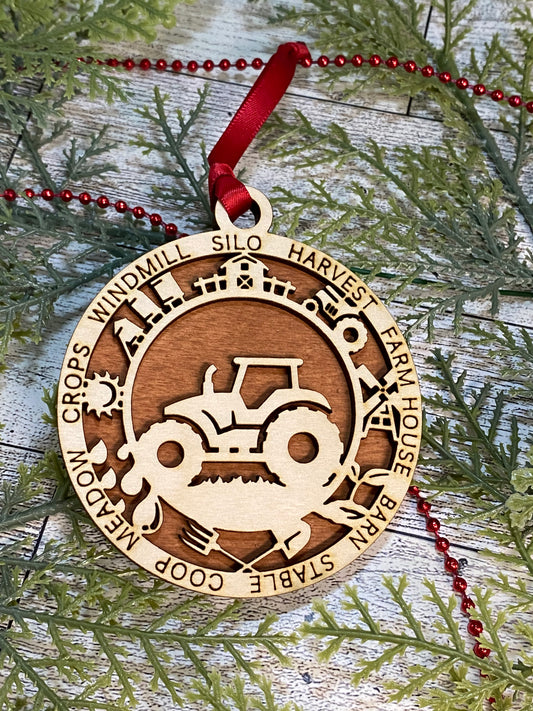 Tractor with Icons Ornament