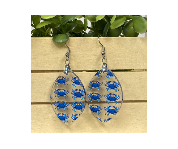 Blue Crab Earrings