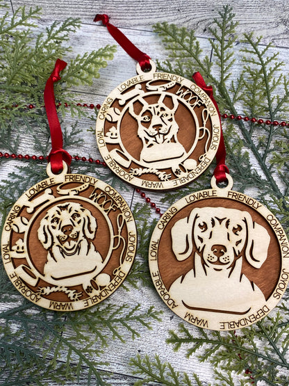 Dog Ornament with Icons - Over 130 breeds/variations to choose from