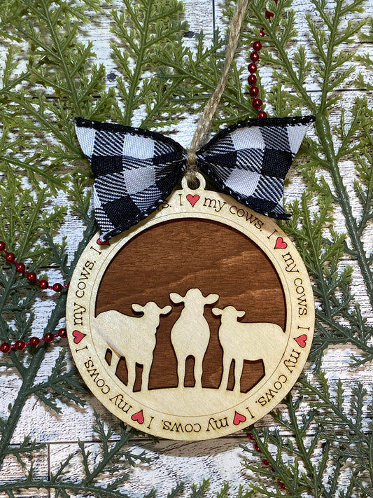 I Love My Cows Ornament