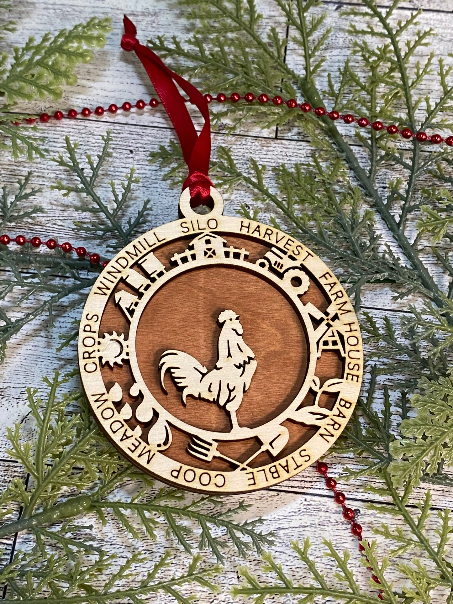 Rooster with Icons Ornament