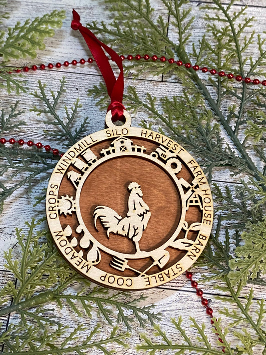 Rooster with Icons Ornament