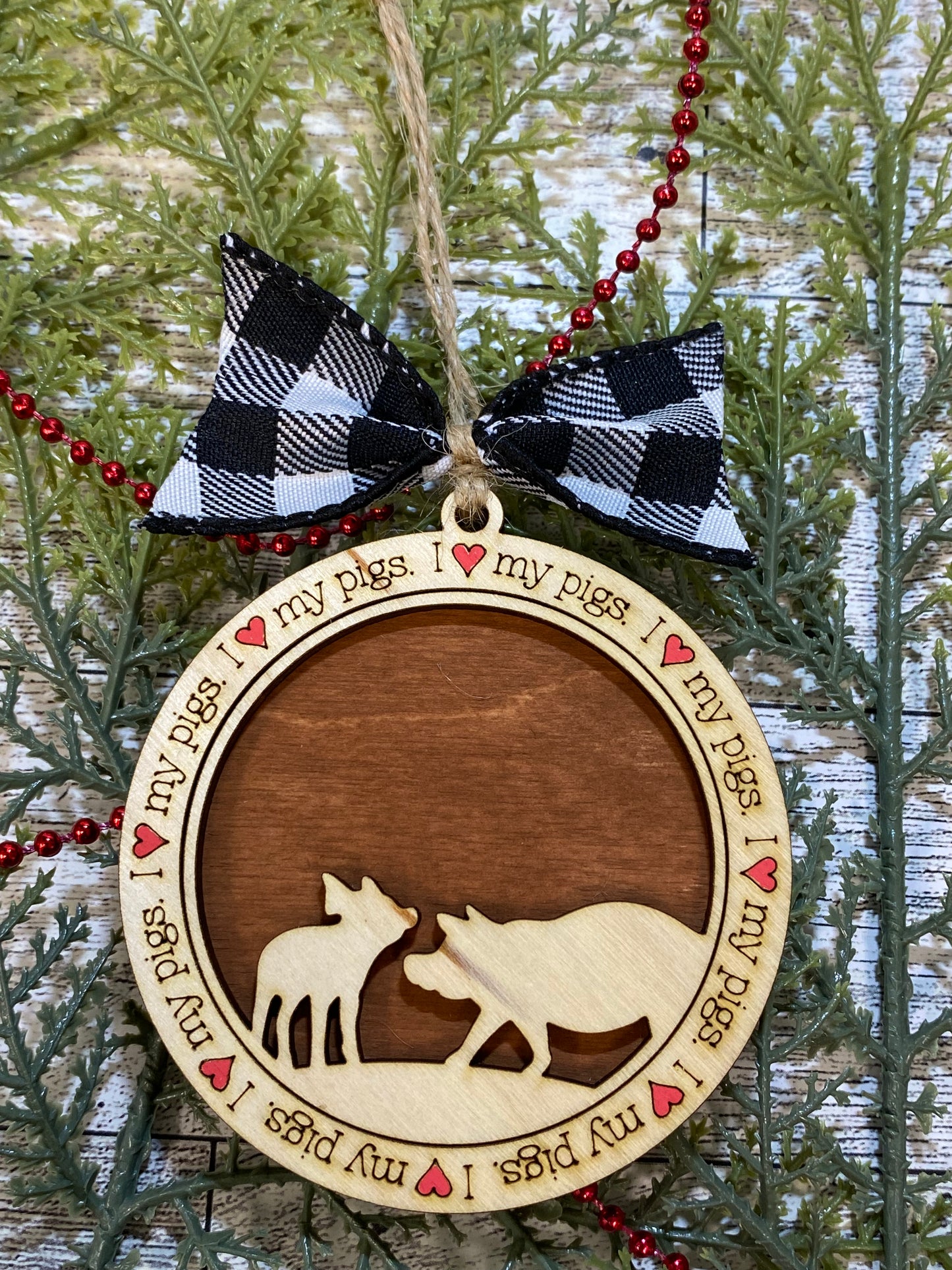 I Love My Pigs Ornament